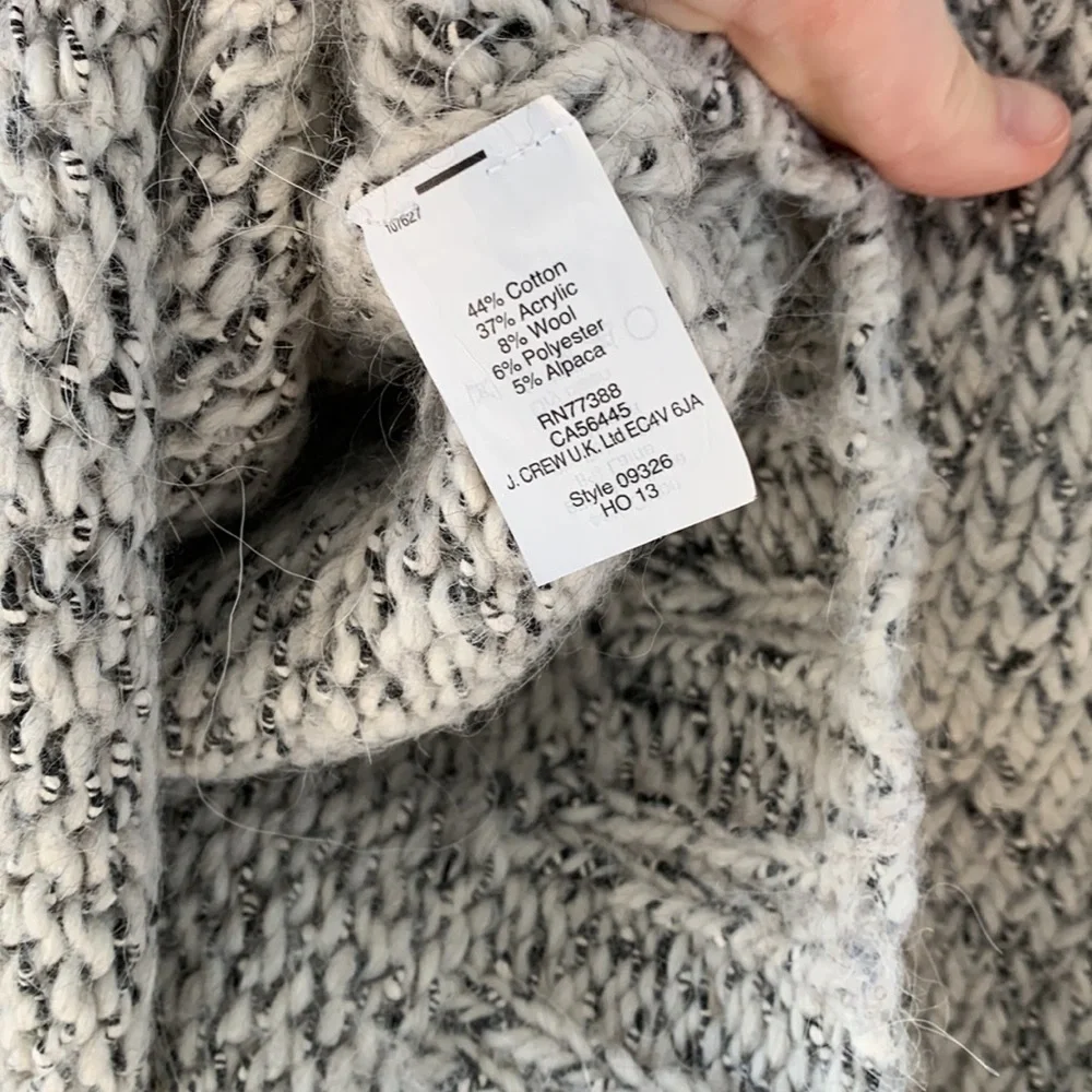 J. Crew Marled Drop-Shoulder Gray/Cream Raw Seam Sweater